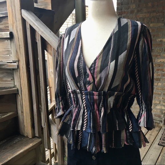 IRO floren tiered pleated stripe boho silk woven medium 38